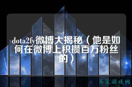dota2fy微博大揭秘（他是如何在微博上积攒百万粉丝的）
