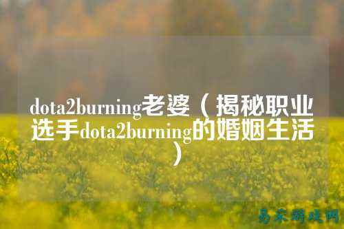 dota2burning老婆（揭秘职业选手dota2burning的婚姻生活）