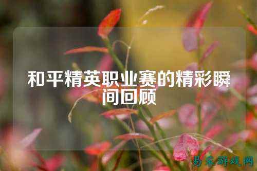 和平精英职业赛的精彩瞬间回顾