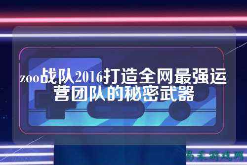 zoo战队2016打造全网最强运营团队的秘密武器