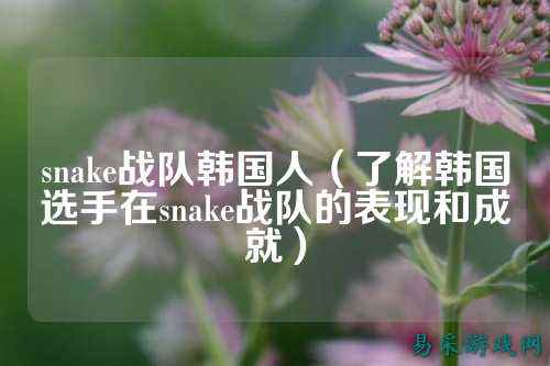 snake战队韩国人（了解韩国选手在snake战队的表现和成就）