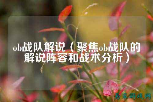 ob战队解说（聚焦ob战队的解说阵容和战术分析）