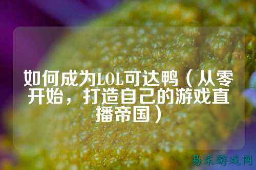 如何成为LOL可达鸭(从零开始,打造自己的游戏直播帝国)