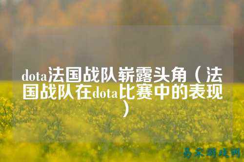 dota法国战队崭露头角（法国战队在dota比赛中的表现）