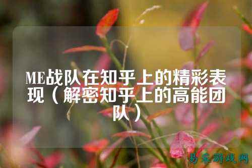 ME战队在知乎上的精彩表现（解密知乎上的高能团队）