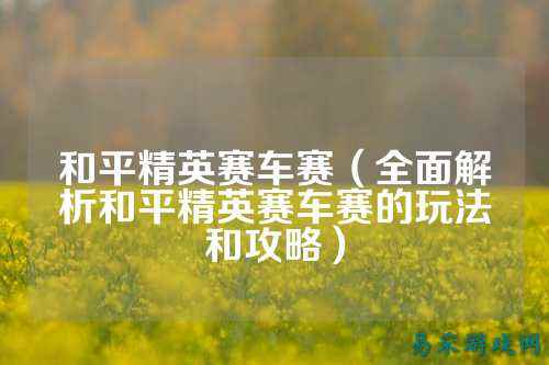 和平精英赛车赛（全面解析和平精英赛车赛的玩法和攻略）