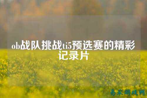 ob战队挑战ti5预选赛的精彩记录片