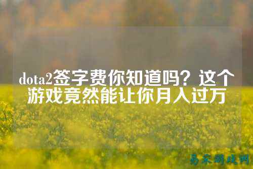 dota2签字费你知道吗?这个游戏竟然能让你月入过万