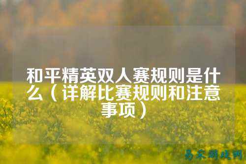 和平精英双人赛规则是什么(详解比赛规则和注意事项)