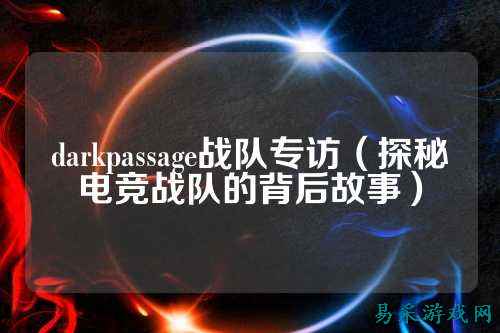 darkpassage战队专访（探秘电竞战队的背后故事）