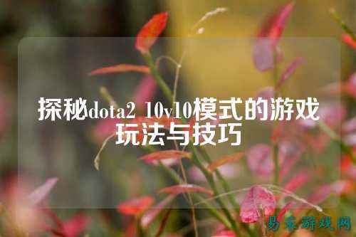 探秘dota2 10v10模式的游戏玩法与技巧