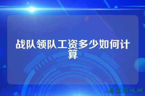 战队领队工资多少如何计算
