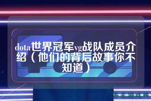 dota世界冠军vg战队成员介绍（他们的背后故事你不知道）