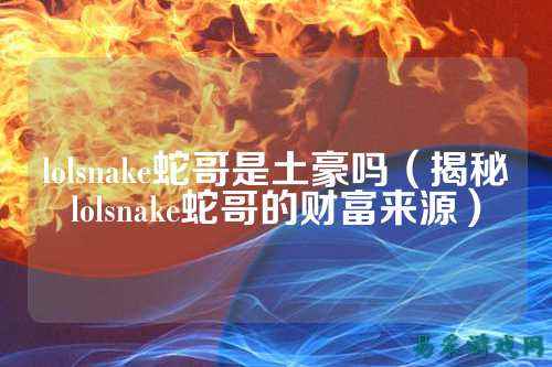 lolsnake蛇哥是土豪吗(揭秘lolsnake蛇哥的财富来源)