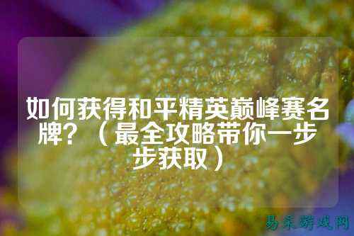 如何获得和平精英巅峰赛名牌？（最全攻略带你一步步获取）