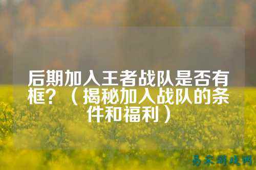后期加入王者战队是否有框？（揭秘加入战队的条件和福利）
