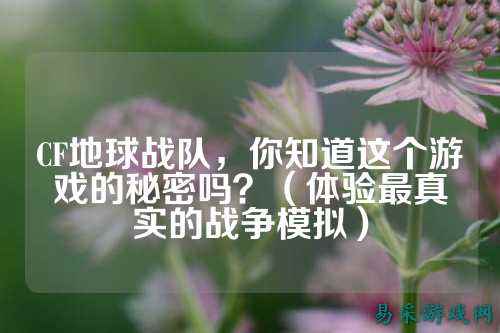 CF地球战队，你知道这个游戏的秘密吗？（体验最真实的战争模拟）