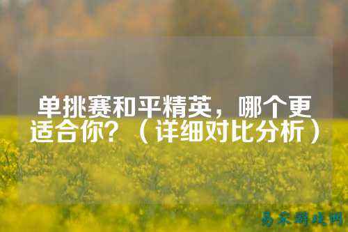 单挑赛和平精英,哪个更适合你?(详细对比分析)