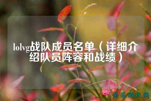 lolvg战队成员名单（详细介绍队员阵容和战绩）