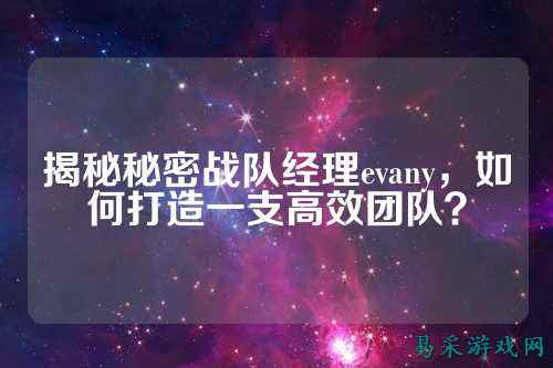 揭秘秘密战队经理evany，如何打造一支高效团队？
