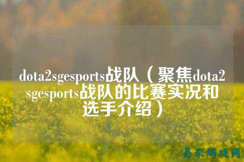 dota2sgesports战队（聚焦dota2sgesports战队的比赛实况和选手介绍）