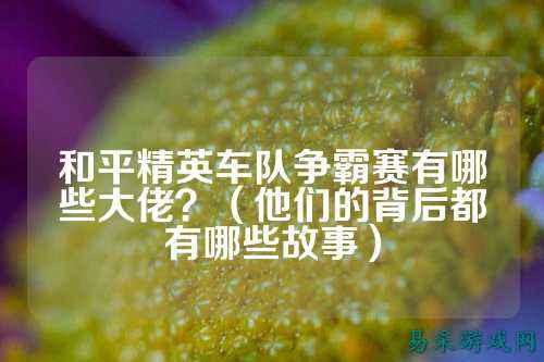 和平精英车队争霸赛有哪些大佬?(他们的背后都有哪些故事)