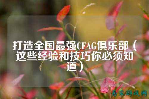 打造全国最强CFAG俱乐部(这些经验和技巧你必须知道)
