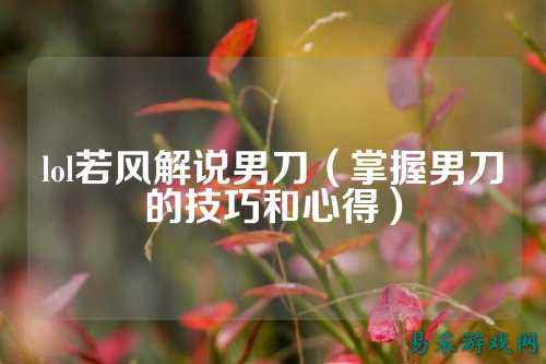 lol若风解说男刀(掌握男刀的技巧和心得)