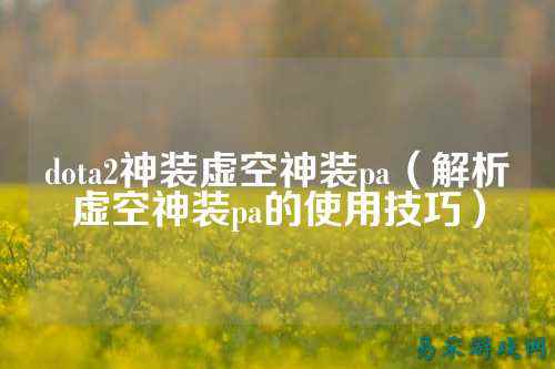 dota2神装虚空神装pa（解析虚空神装pa的使用技巧）