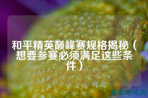 和平精英巅峰赛规格揭秘（想要参赛必须满足这些条件）