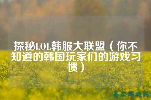 探秘LOL韩服大联盟(你不知道的韩国玩家们的游戏习惯)