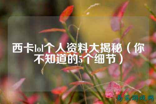 西卡lol个人资料大揭秘(你不知道的5个细节)