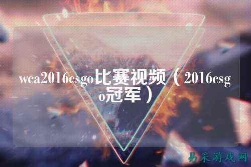 wca2016csgo比赛视频(2016csgo冠军)