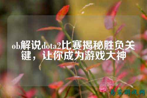 ob解说dota2比赛揭秘胜负关键,让你成为游戏大神