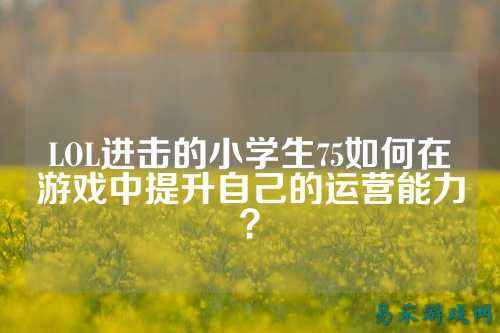 LOL进击的小学生75如何在游戏中提升自己的运营能力?