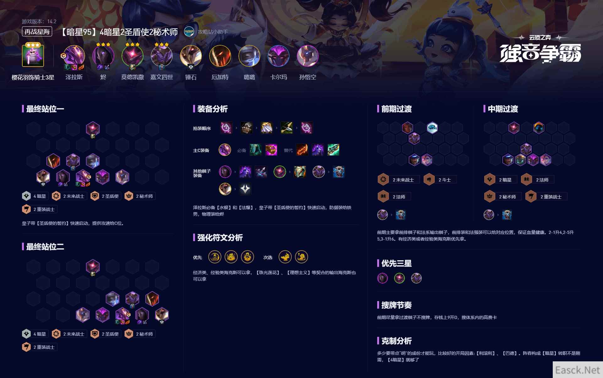 云顶之弈再战星海4暗星2圣盾使2秘术师阵容攻略