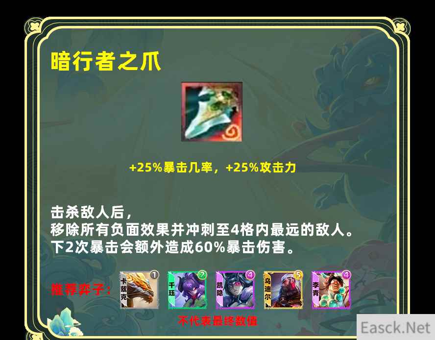 云顶之弈s11暗行者之爪给谁用