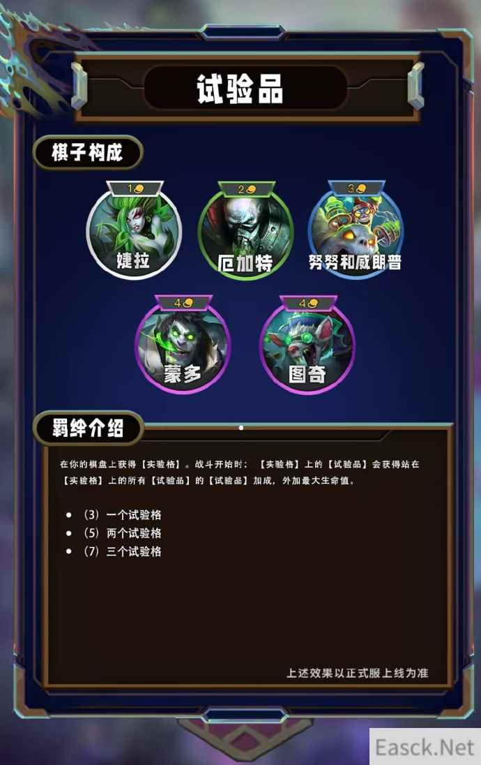 云顶之弈S13试验品羁绊效果一览