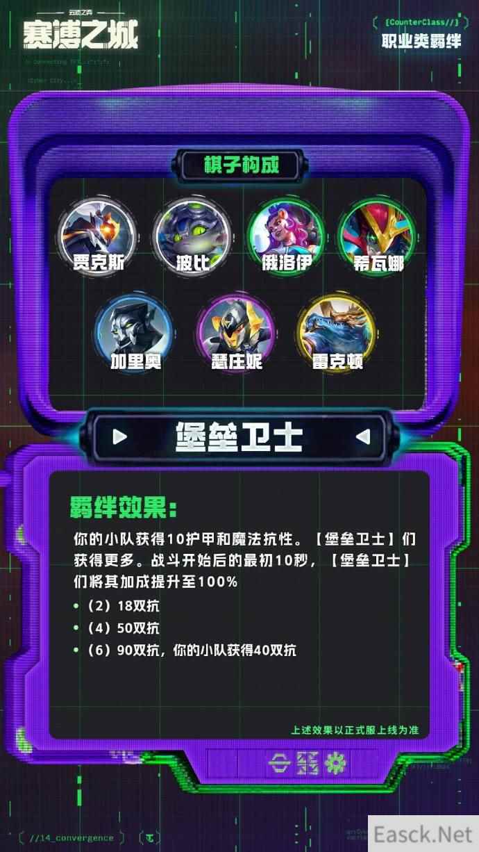 云顶之弈S14堡垒卫士羁绊效果一览