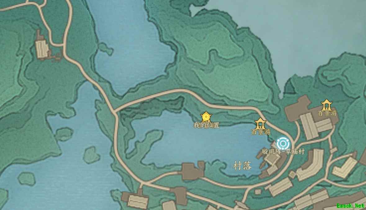 诛仙世界草庙村百景游流水绕车渠位置在哪
