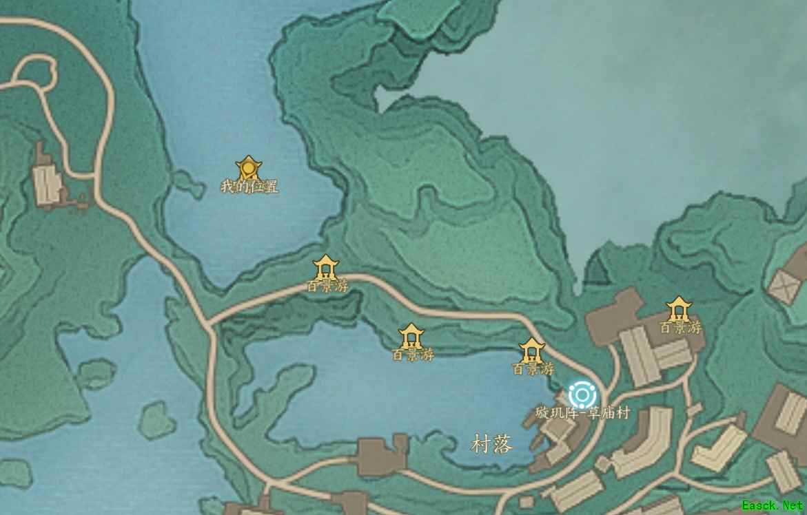 诛仙世界草庙村百景游樱枝横水屿位置在哪