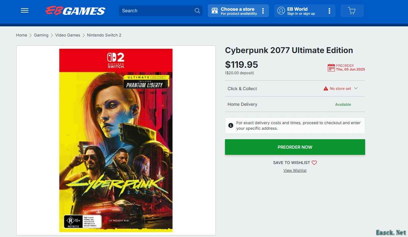 《赛博朋克2077》Switch版售价引热议：120美元定价成乌龙笑柄？