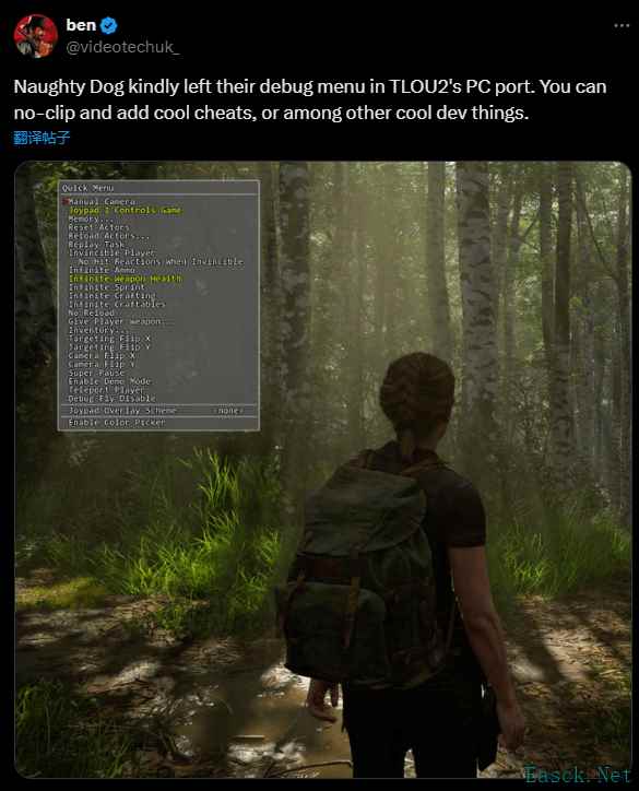 《美末2RE》PC版保留强大调试功能：穿墙作弊无界，畅玩开发者特权