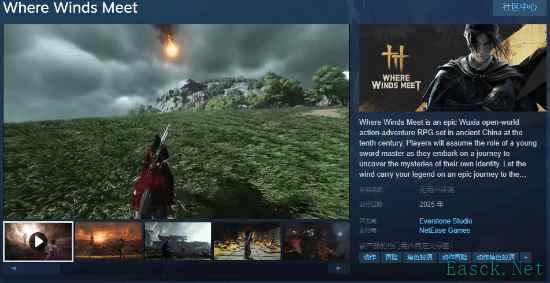 武侠开放世界游戏《燕云十六声》上线Steam