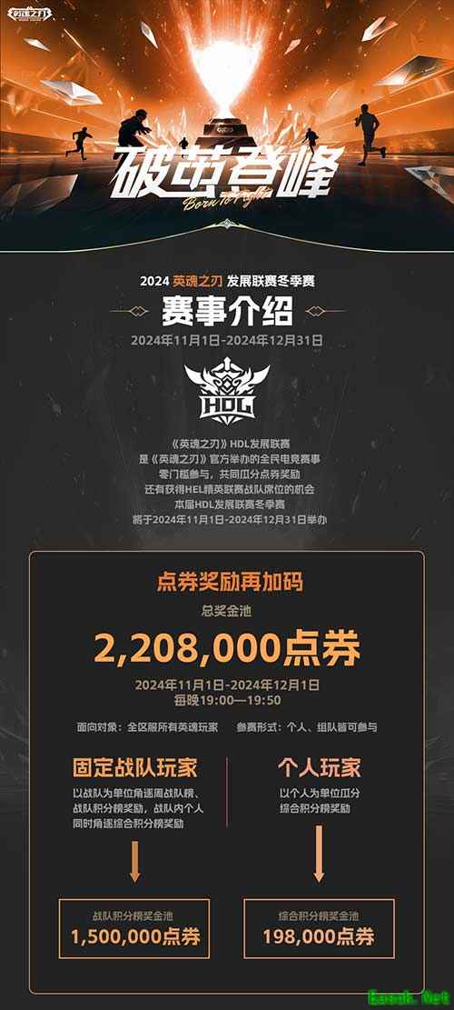 《英魂之刃》发展联赛11月1日开战，参赛瓜分百万点券！