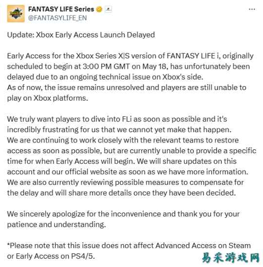 《幻想生活i》Xbox版延期 微软平台技术问题致跳票