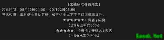 明日方舟：八月下旬常驻卡池轮换上新 是否值得抽