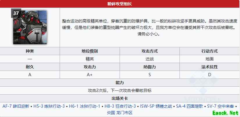 《明日方舟》粉碎攻坚组长属性介绍