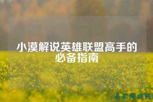 小漠解说英雄联盟高手的必备指南