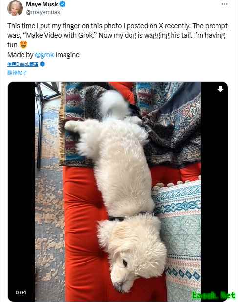 马斯克母亲发帖支持儿子:演示Grok视频生成功能